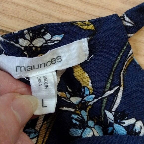 Maurices Navy Blue Sundress with Floral Print and Strappy Back Size Large - Picture 7 of 11